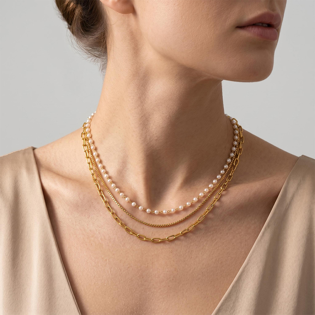 Small Pearl Chain Three-layer Necklace Small Pearl Chain Three-layer Necklace
