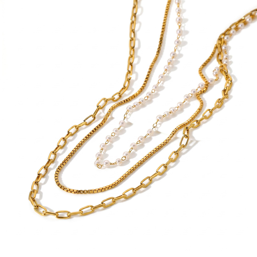 Small Pearl Chain Three-layer Necklace Small Pearl Chain Three-layer Necklace
