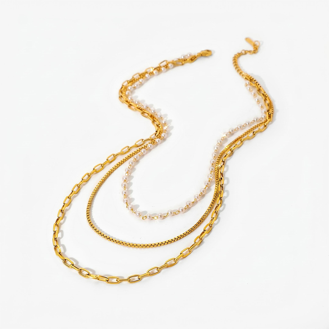Small Pearl Chain Three-layer Necklace Small Pearl Chain Three-layer Necklace