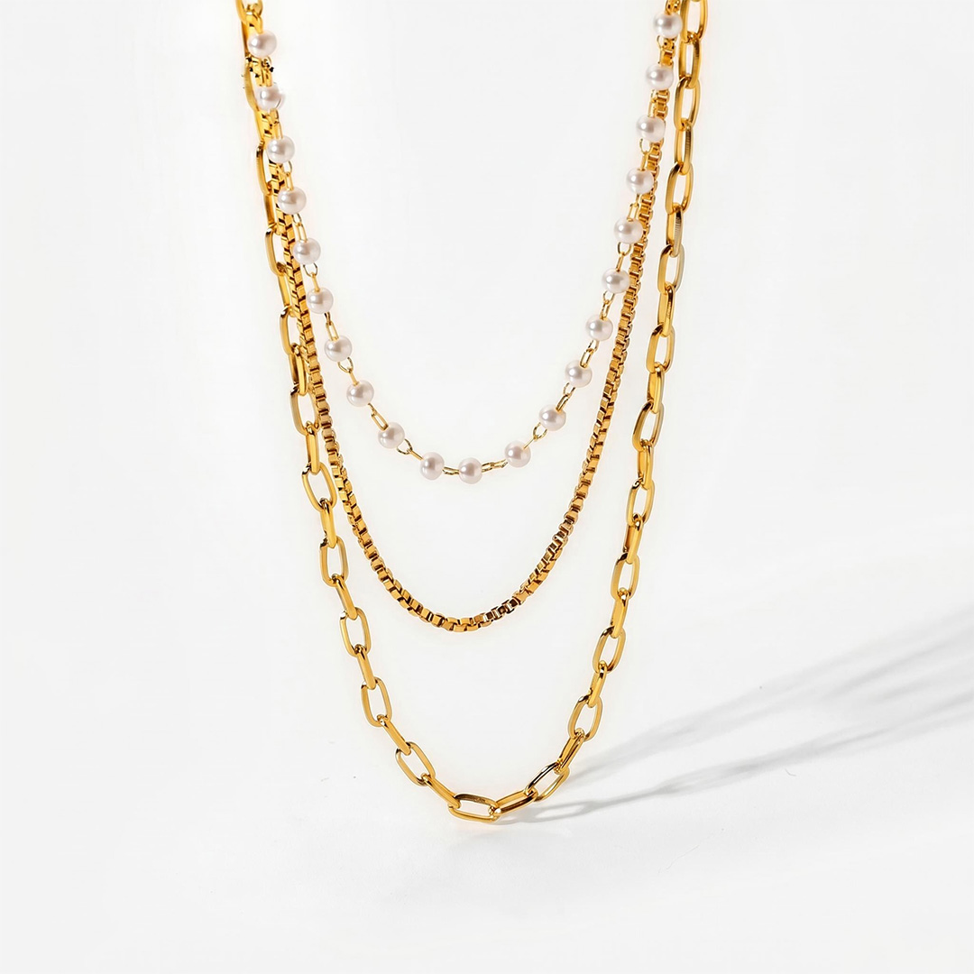 Small Pearl Chain Three-layer Necklace Small Pearl Chain Three-layer Necklace