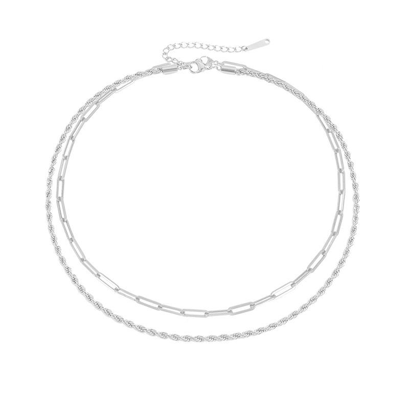  Paperclip Rope Chain Layered Necklace