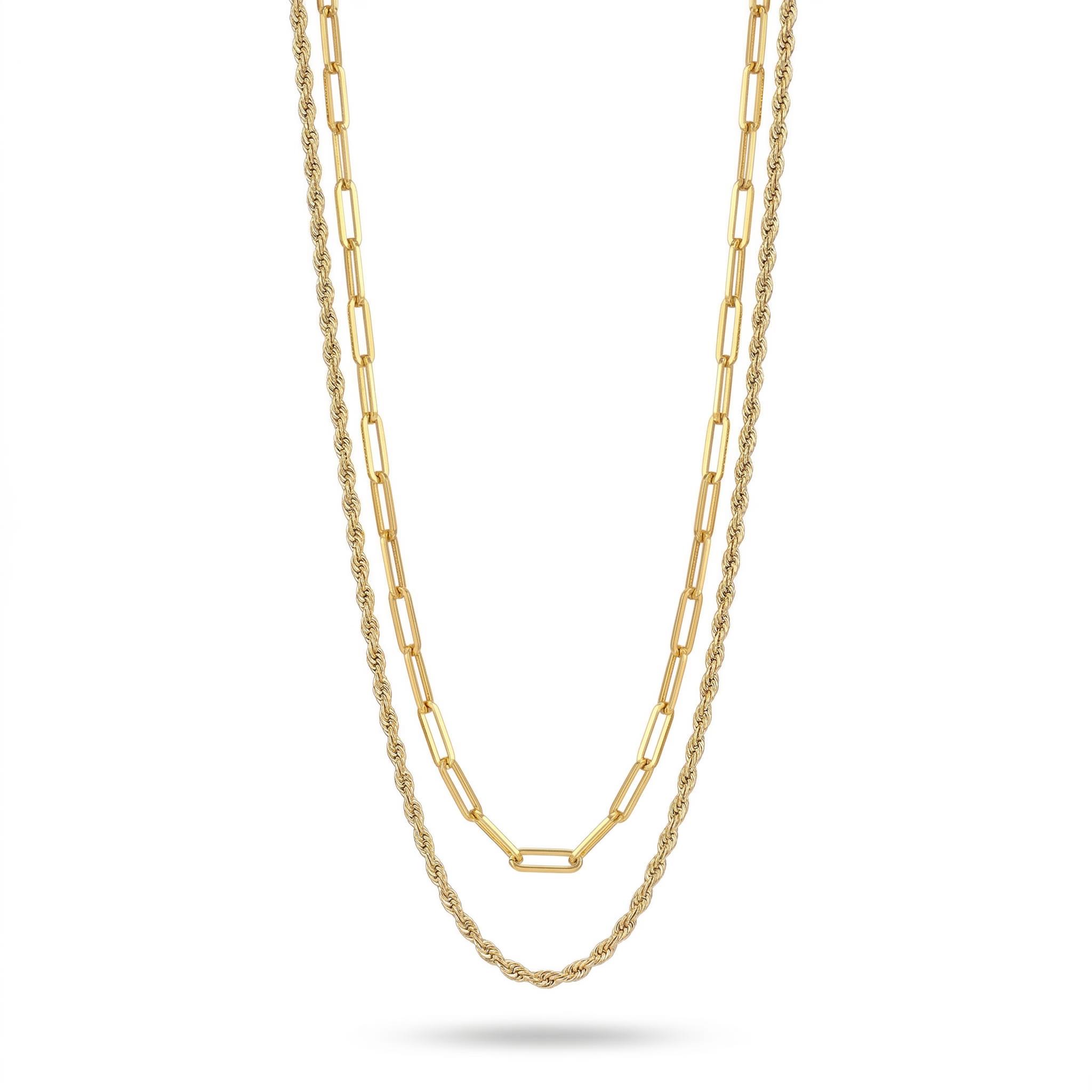 Paperclip Rope Chain Layered Necklace Paperclip Rope Chain Layered Necklace