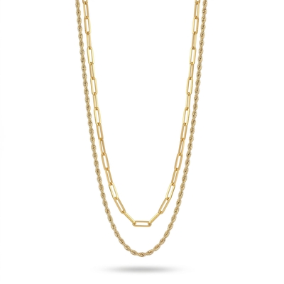  Paperclip Rope Chain Layered Necklace