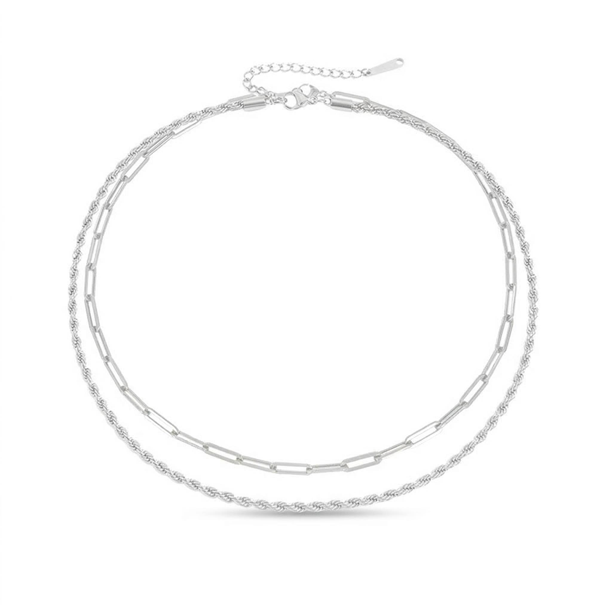 Paperclip Rope Chain Layered Necklace Paperclip Rope Chain Layered Necklace