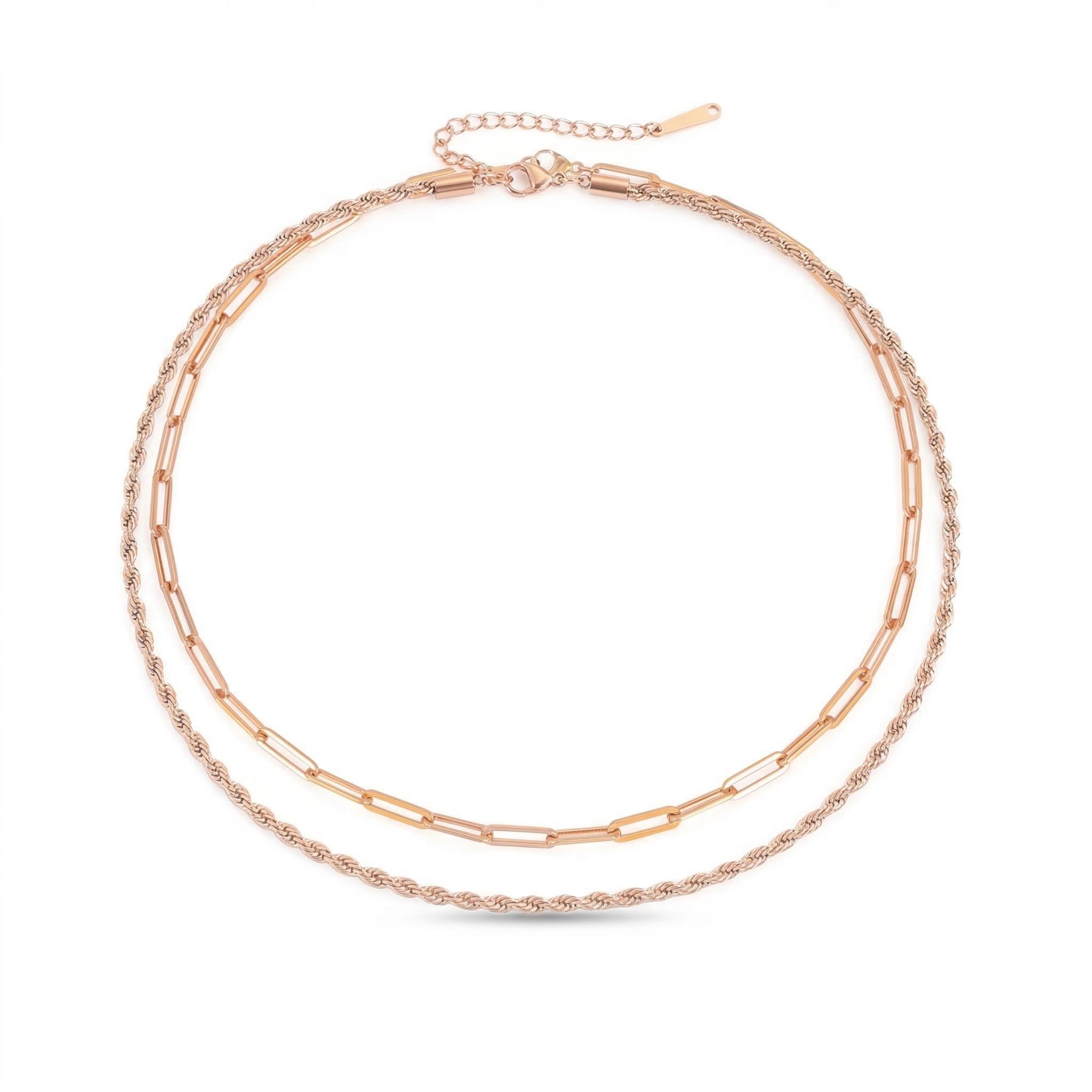 Paperclip Rope Chain Layered Necklace Paperclip Rope Chain Layered Necklace