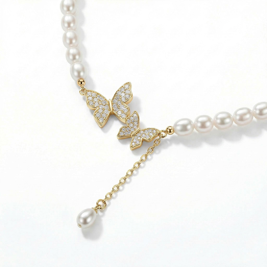 Butterfly Pearl Necklace
