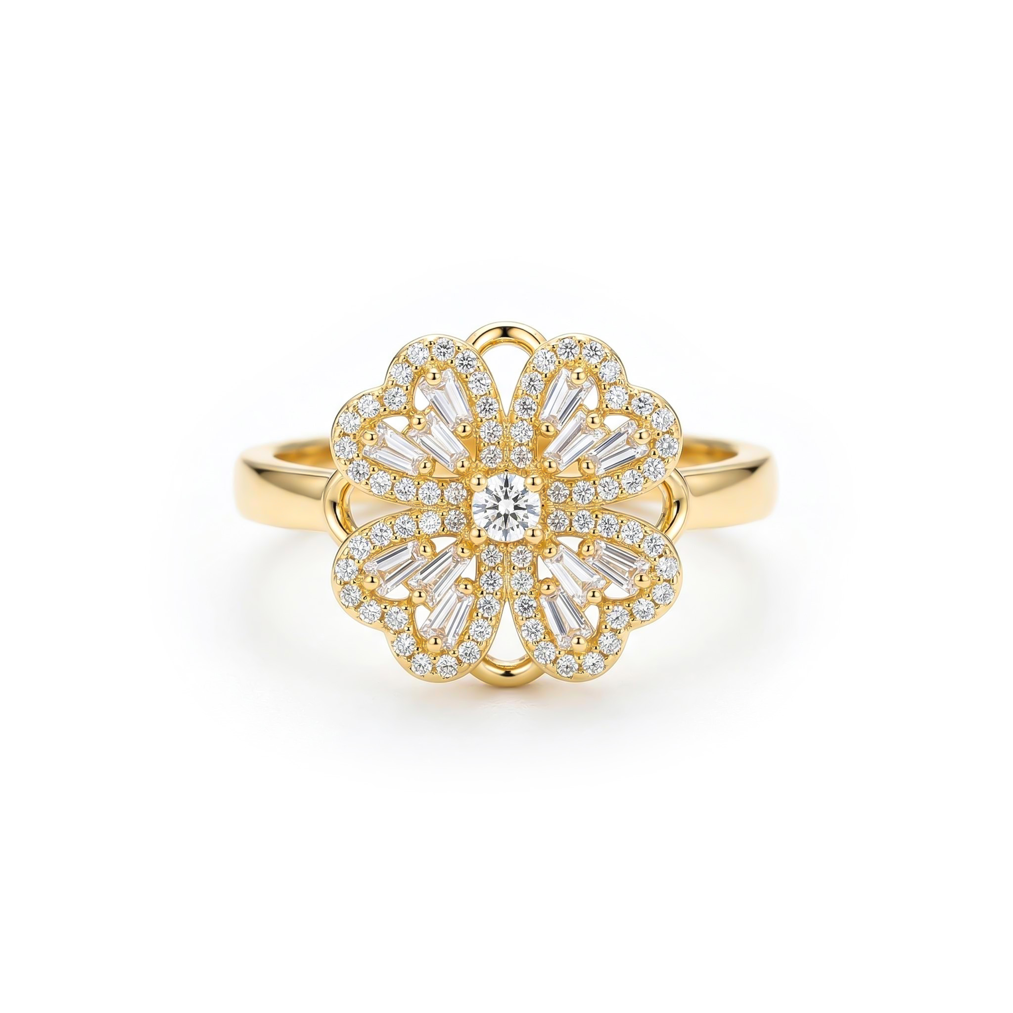 Four Leaf Clover Rotatable Anti-Stress Fidget Spinner Open Ring