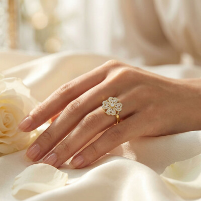 Four Leaf Clover Rotatable Anti-Stress Fidget Spinner Open Ring