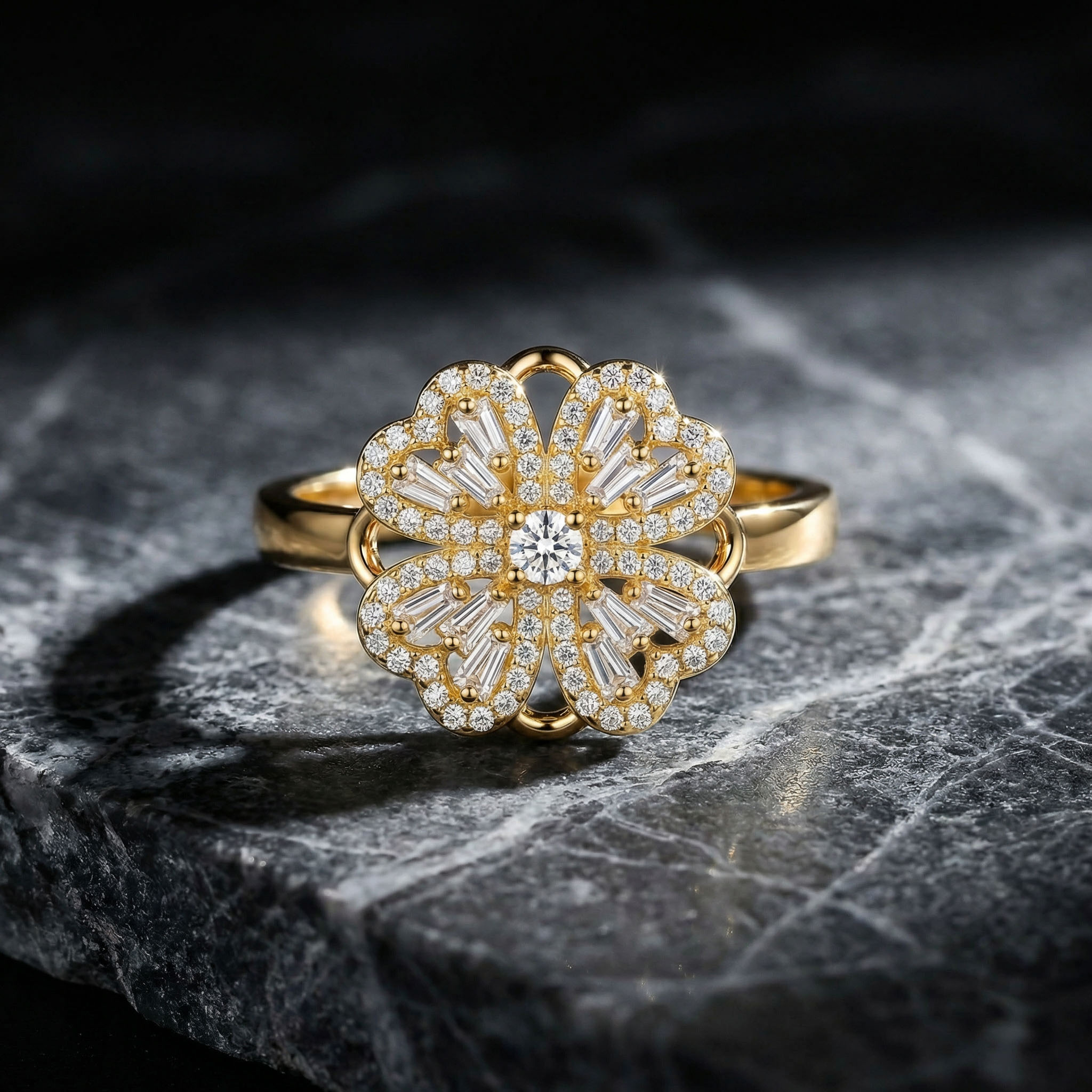 Four Leaf Clover Rotatable Anti-Stress Fidget Spinner Open Ring