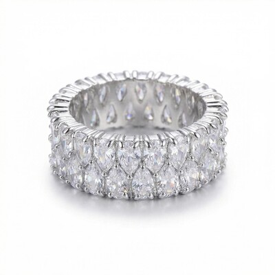 Iced Double-row Pear-shaped Cut Ring