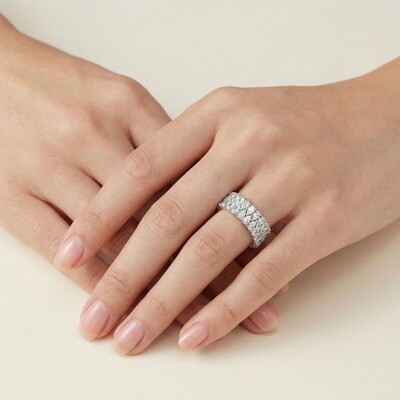Iced Double-row Pear-shaped Cut Ring