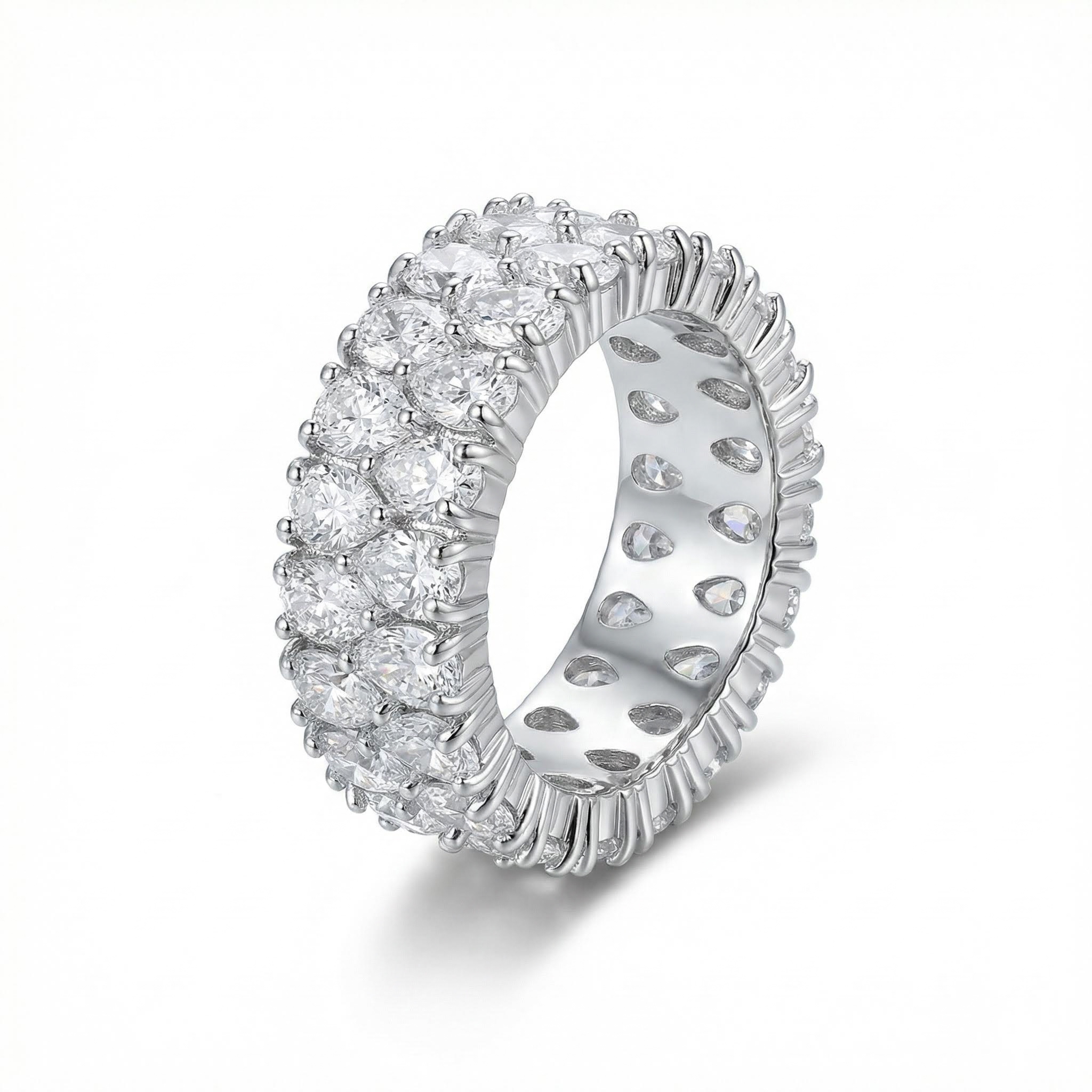 Iced Double-row Pear-shaped Cut Ring