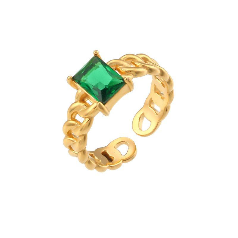 Emerald Cut Cuban Open Ring