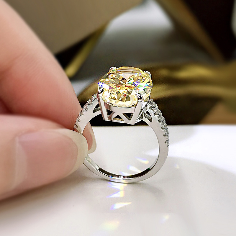  Oval Cut 4 Prong Yellow Stone Ring 