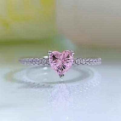 Heart Cut Pink Stone Ring in Sterling Silver