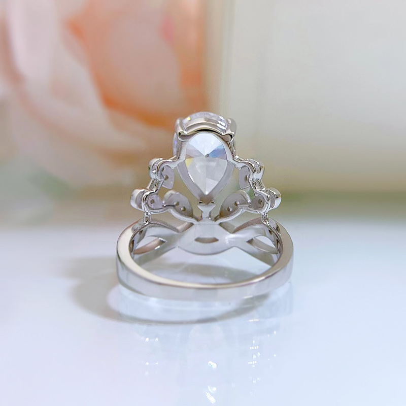 Pear Cut White Stone Crown Ring