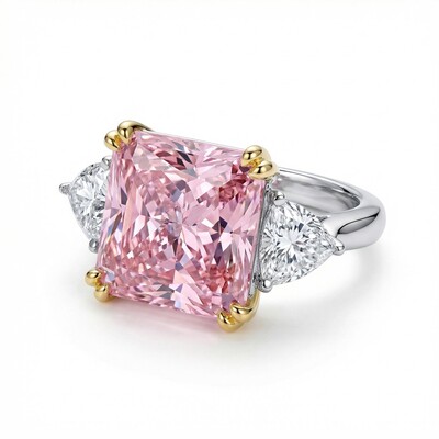 5ct Cushion Cut Pink Stone Ring