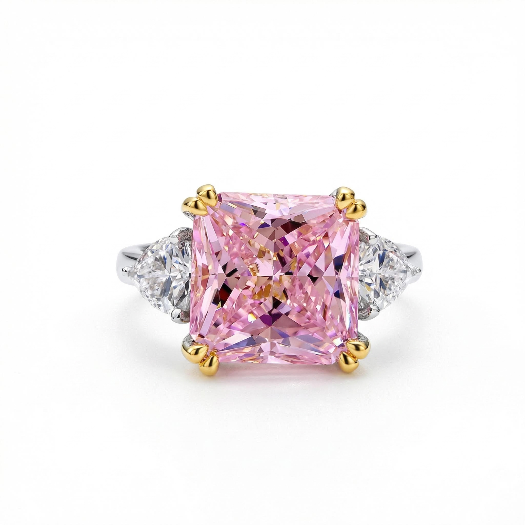 5ct Cushion Cut Pink Stone Ring