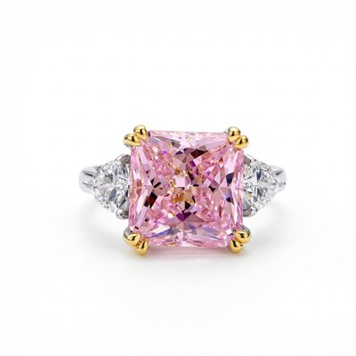 5ct Cushion Cut Pink Stone Ring