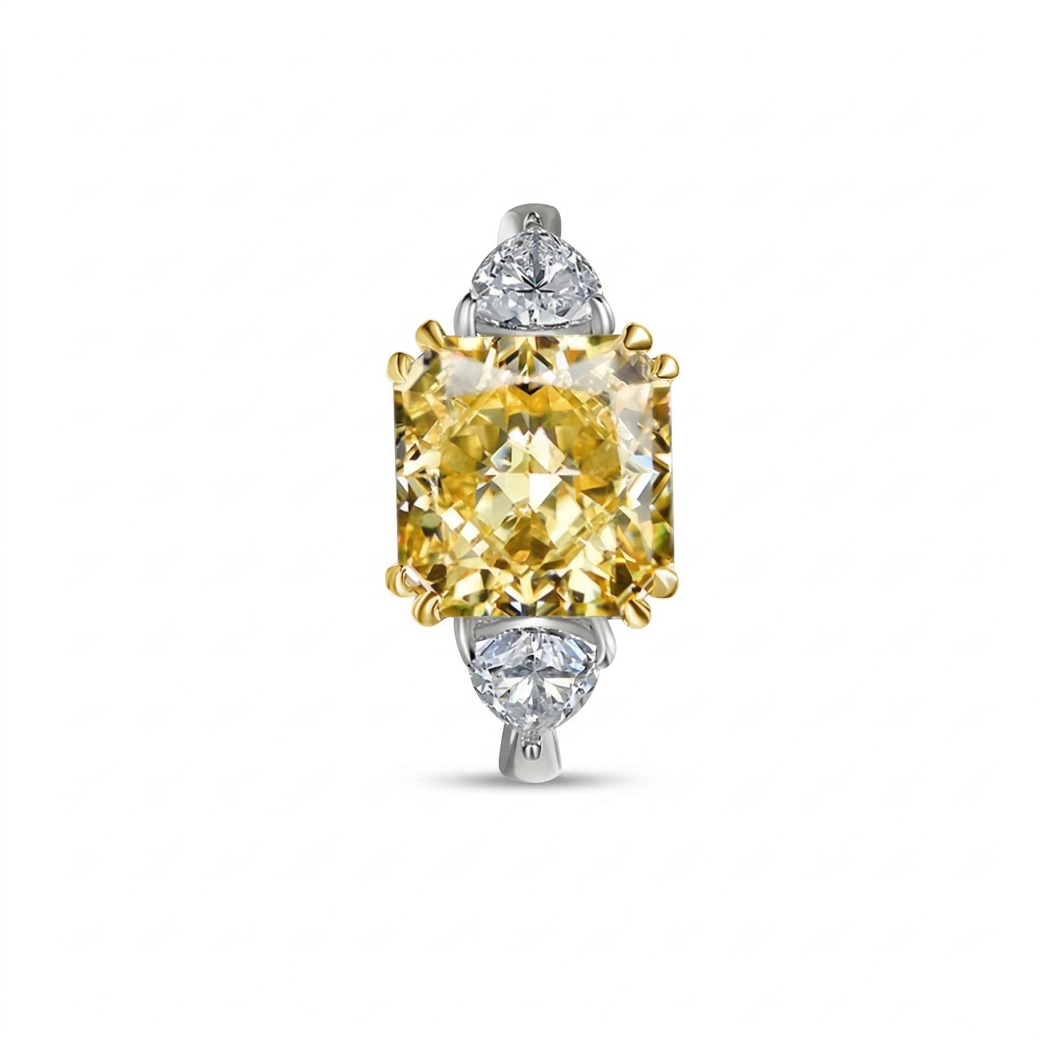 5ct Cushion Cut Yellow Stone Ring