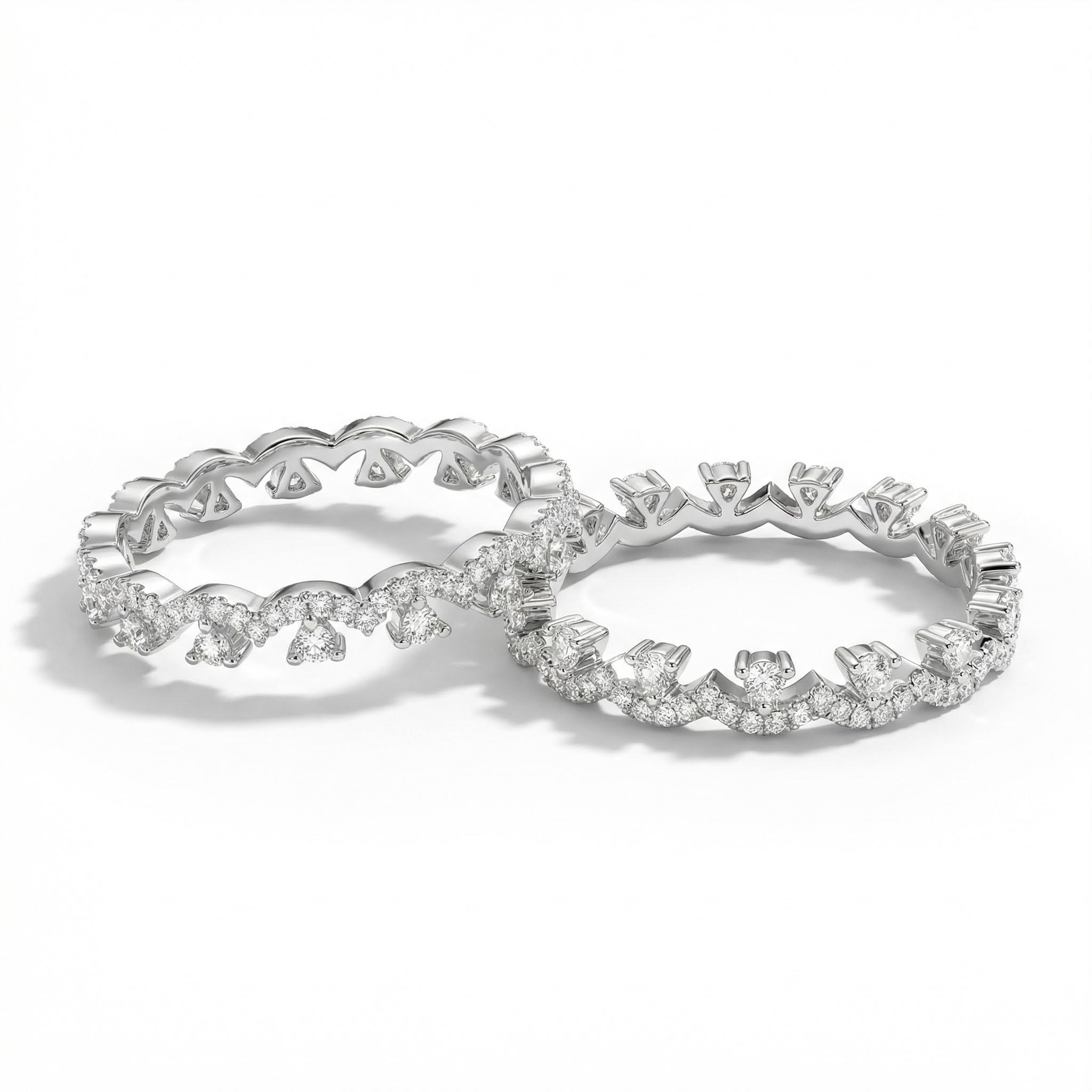 Iced Lace Thin Stacked Ring