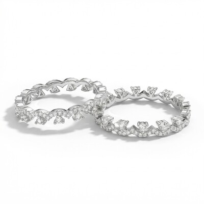 Iced Lace Thin Stacked Ring