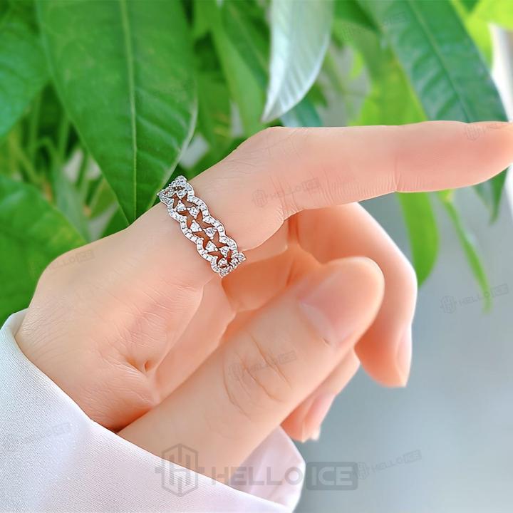 Iced Lace Thin Stacked Ring