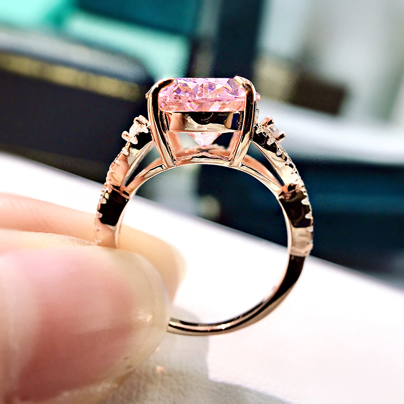10ct Oval Cut Pink Stone Ring
