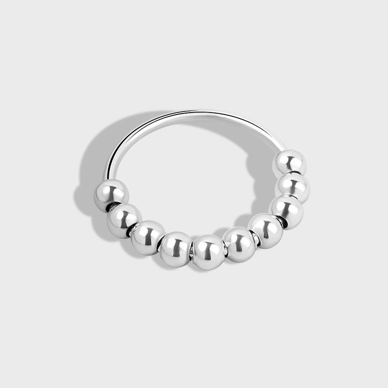 Sterling Silver Anxiety Bead Ring with 10 Beads