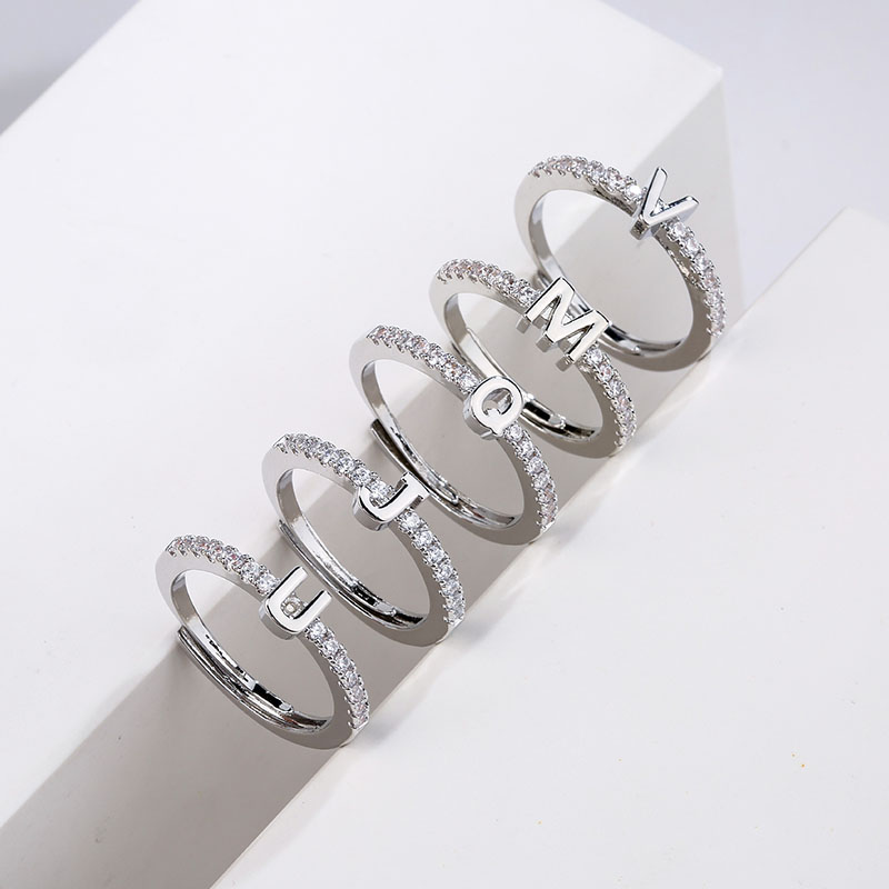  Iced Initial Letters Open Ring