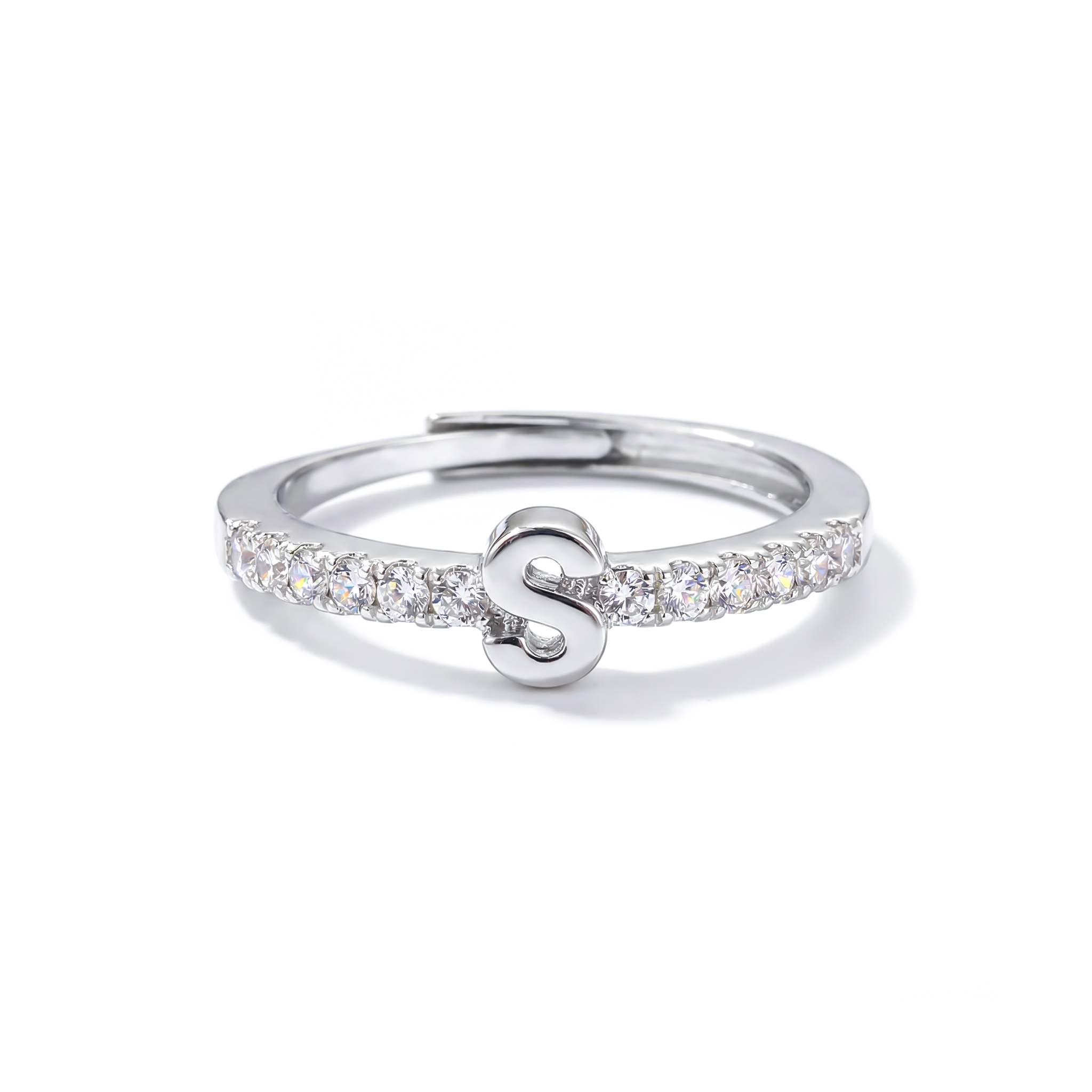 Iced Initial Letters Open Ring Iced Initial Letters Open Ring