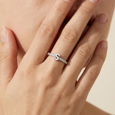  Iced Initial Letters Open Ring