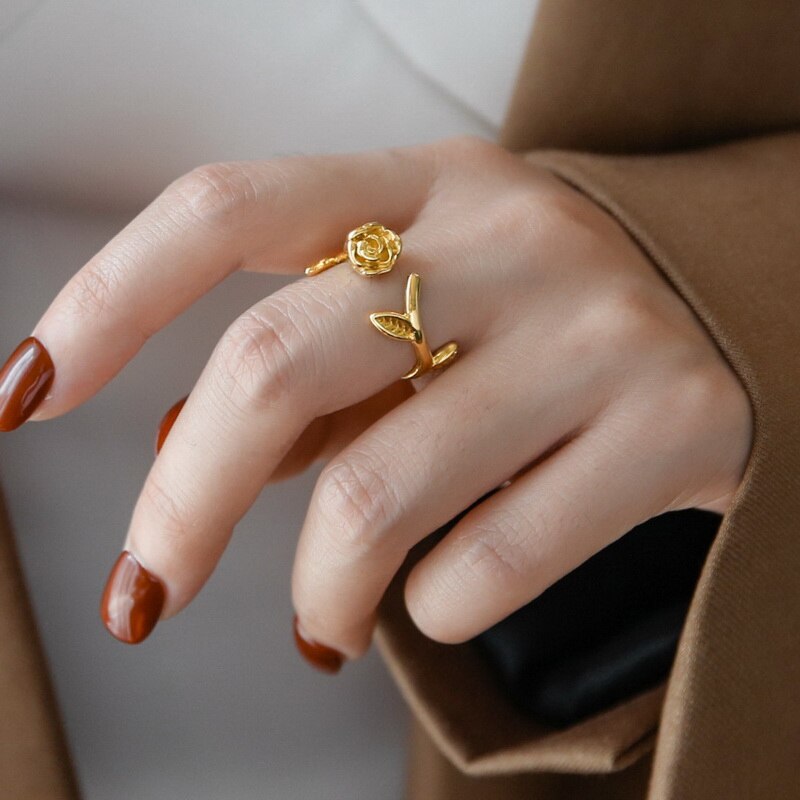  Gold Rose Open Ring