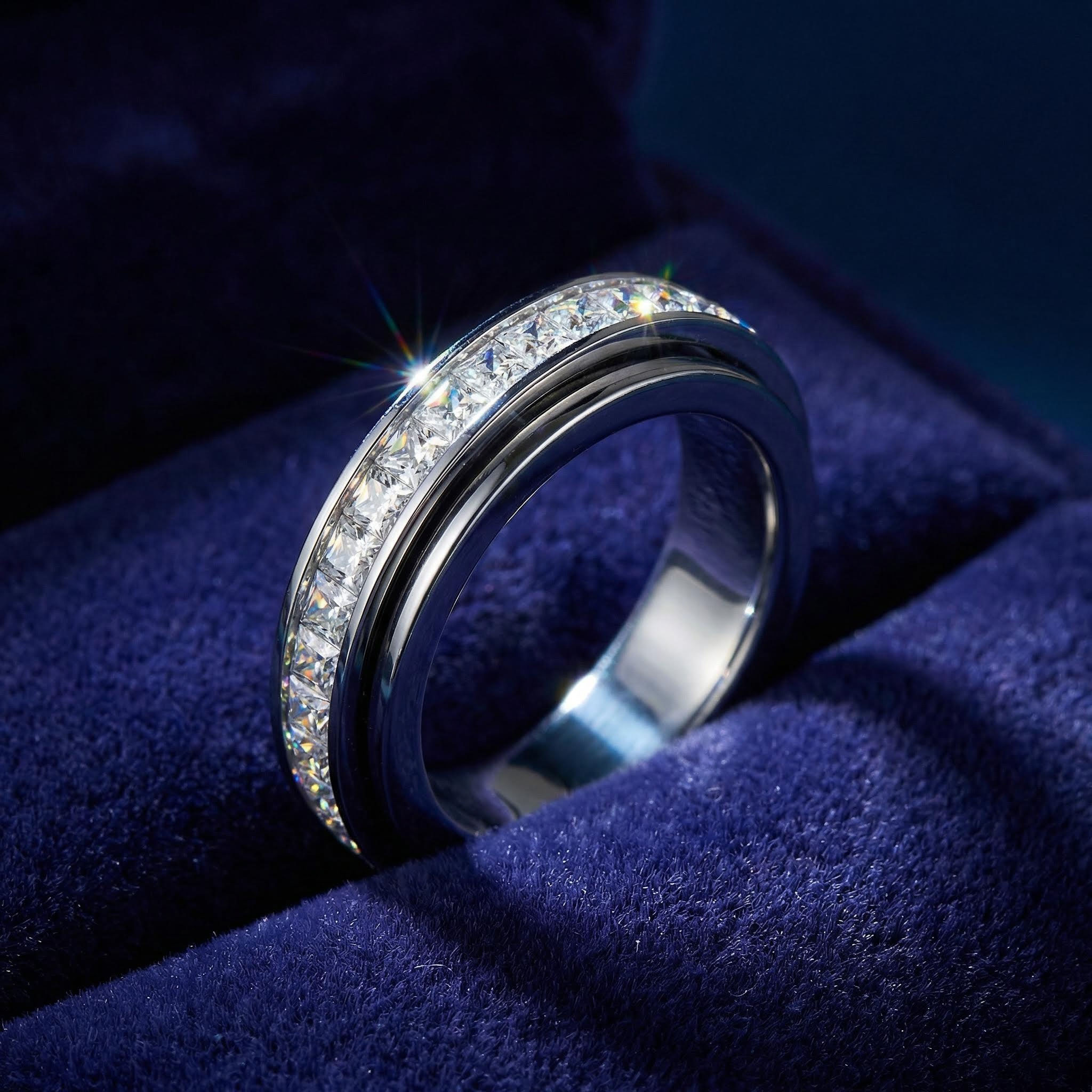 Iced Single Row Fidget Spinner Ring Iced Single Row Fidget Spinner Ring