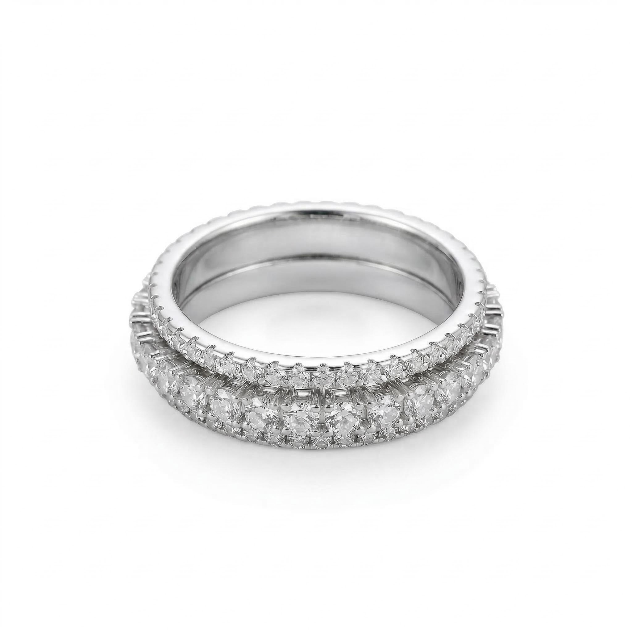  Iced Triple Row Fidget Spinner Ring Triple