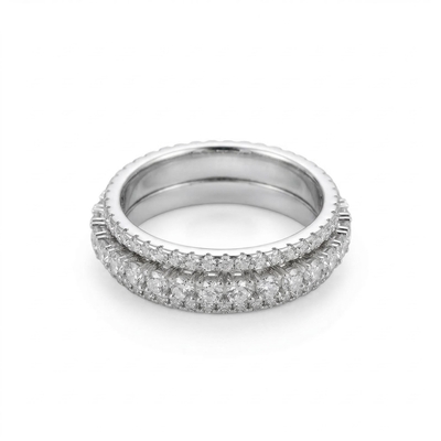  Iced Triple Row Fidget Spinner Ring Triple