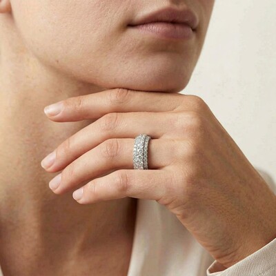  Iced Triple Row Fidget Spinner Ring Triple