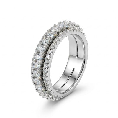  Iced Triple Row Fidget Spinner Ring Triple