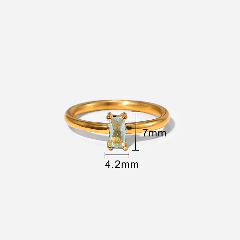 Gold Stainless Steel Baguette Ring
