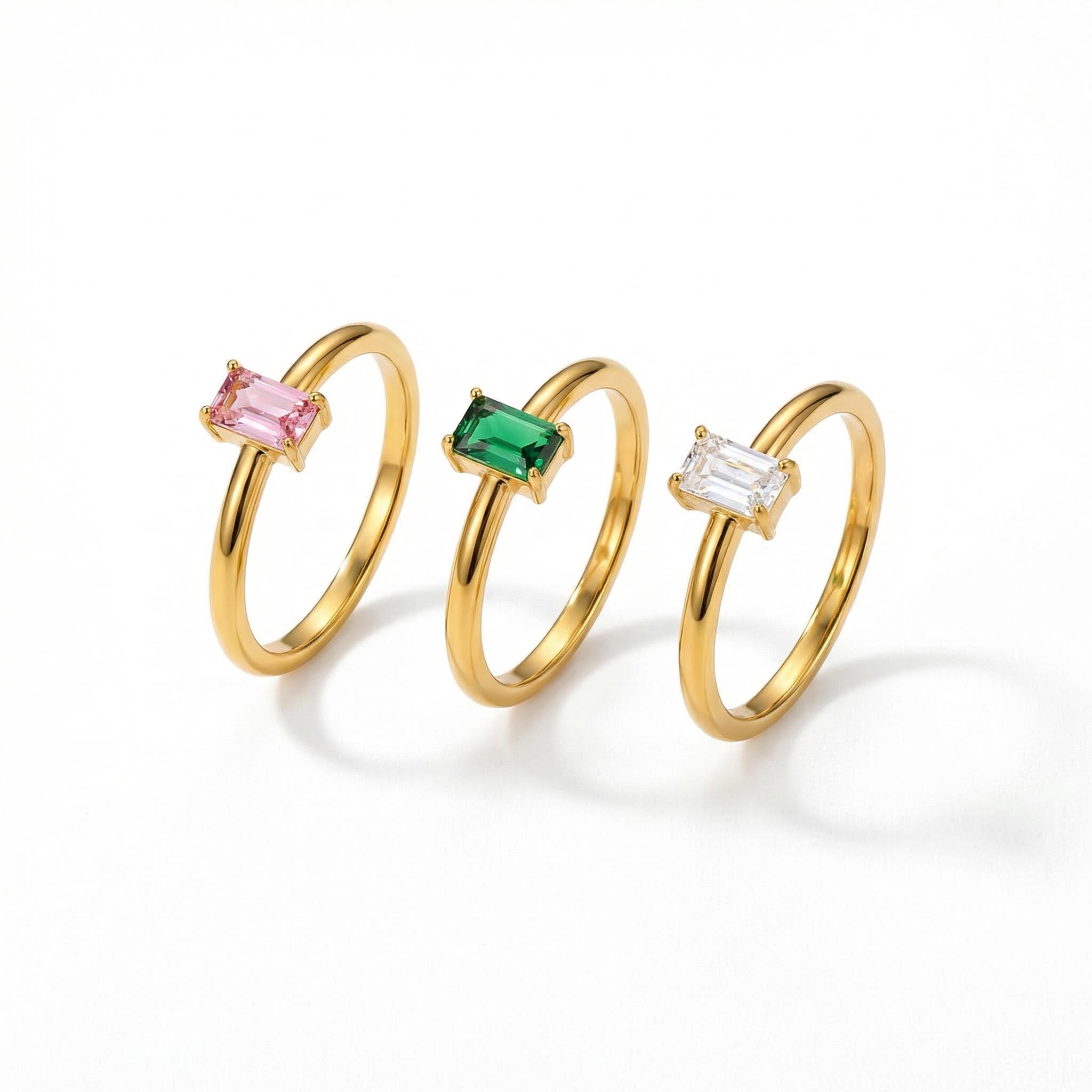 Gold Stainless Steel Baguette Ring