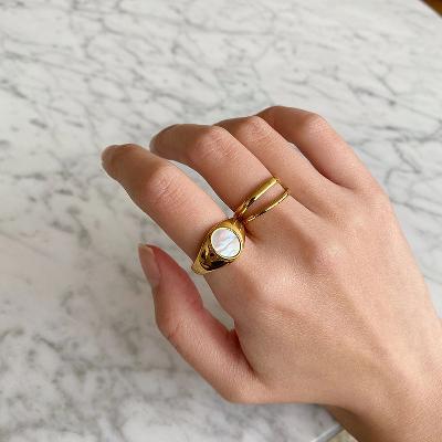  Stainless Steel Double Layer Gold Ring