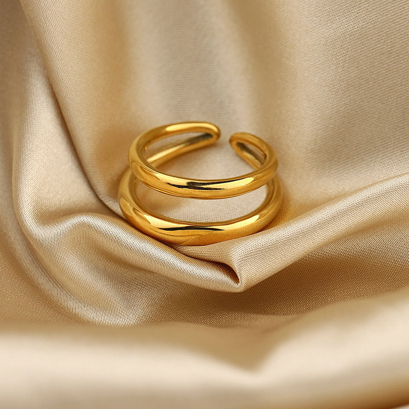  Stainless Steel Double Layer Gold Ring