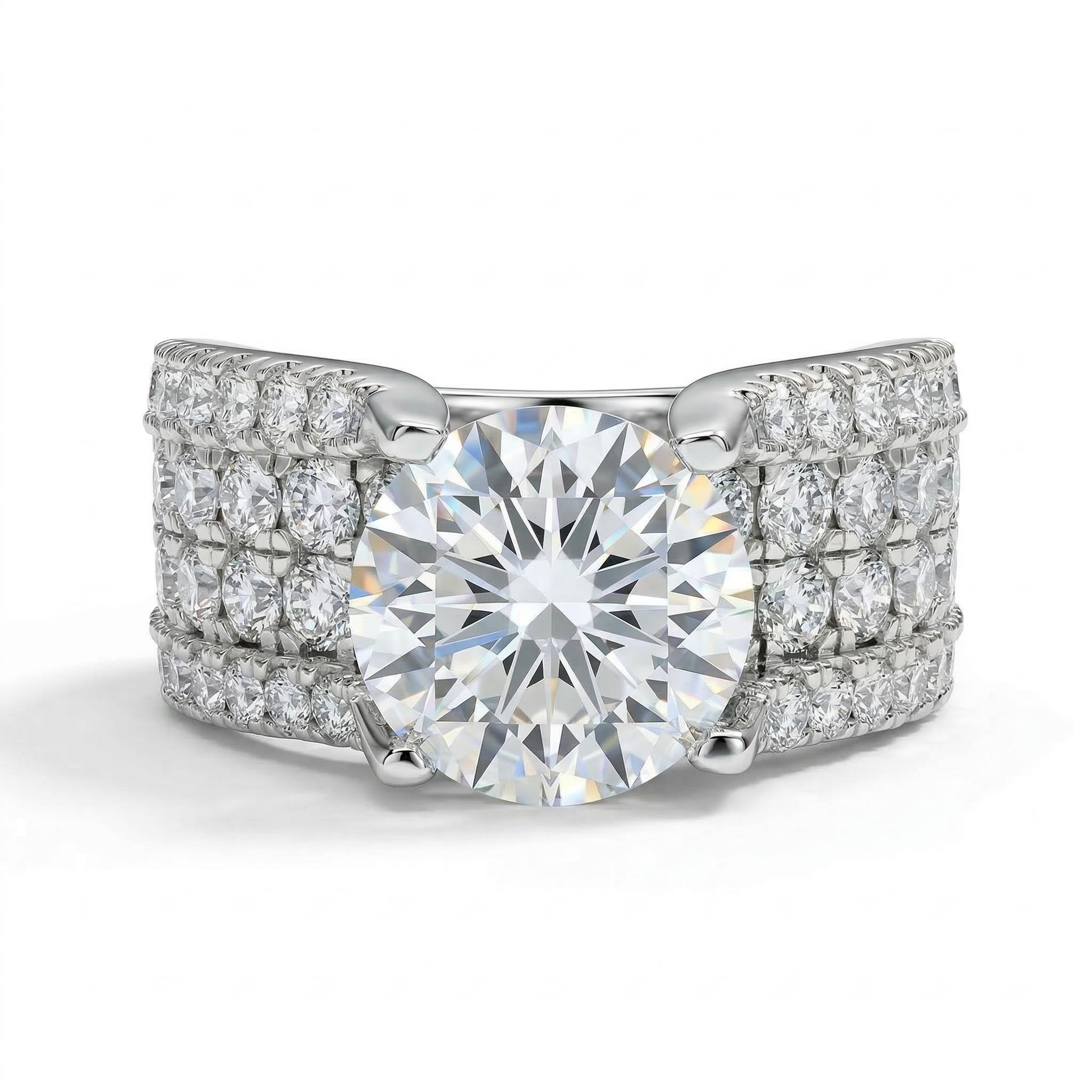 3.2 Ct Round Cut Paved Ring