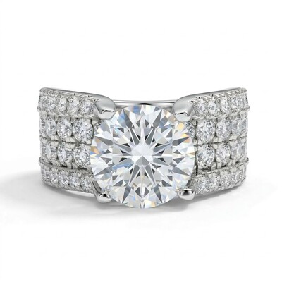 3.2 Ct Round Cut Paved Ring
