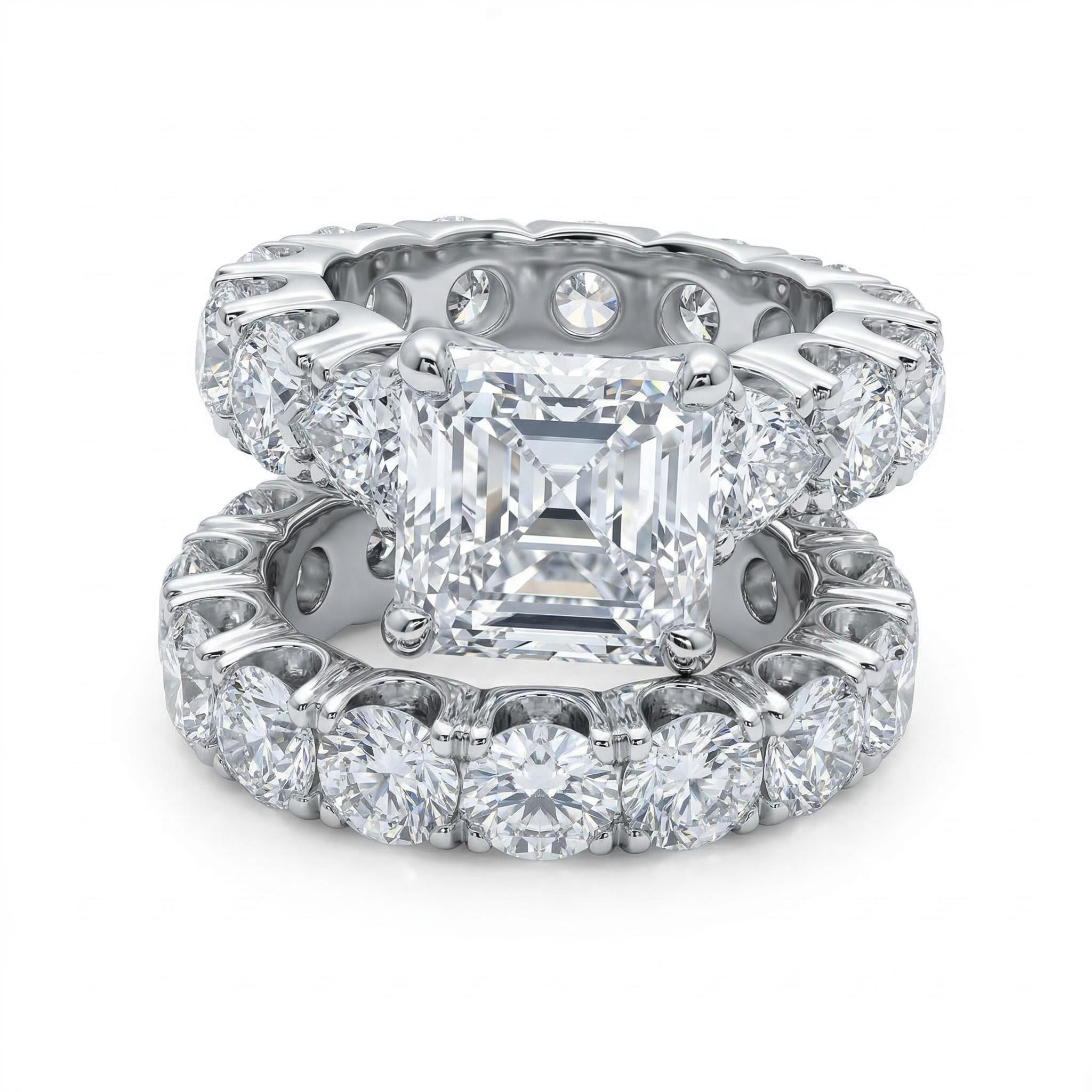 3.2 Ct Asscher Cut Ring Set