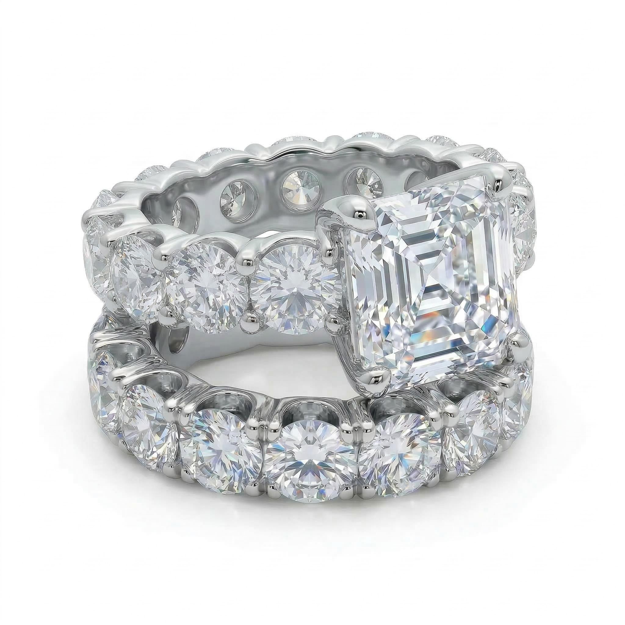 3.2 Ct Asscher Cut Ring Set