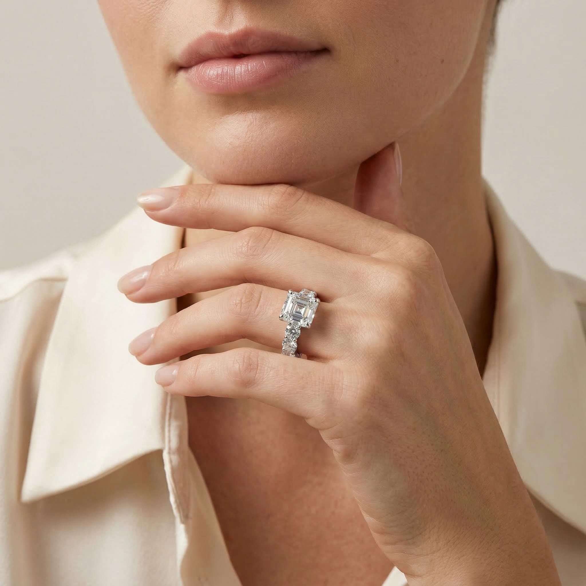 3.2 Ct Asscher Cut Ring Set