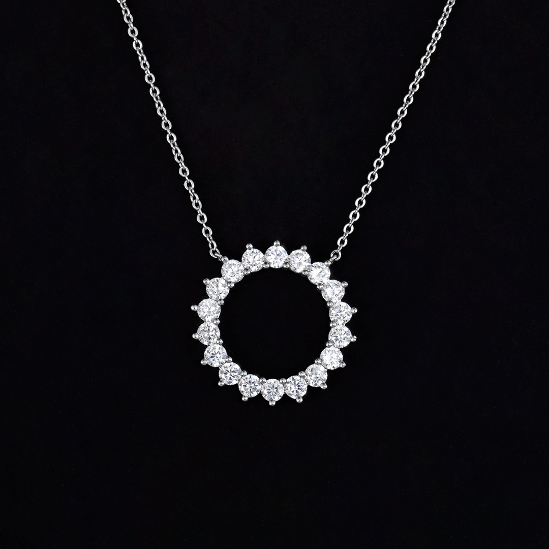 Women's Circle Paved Necklace