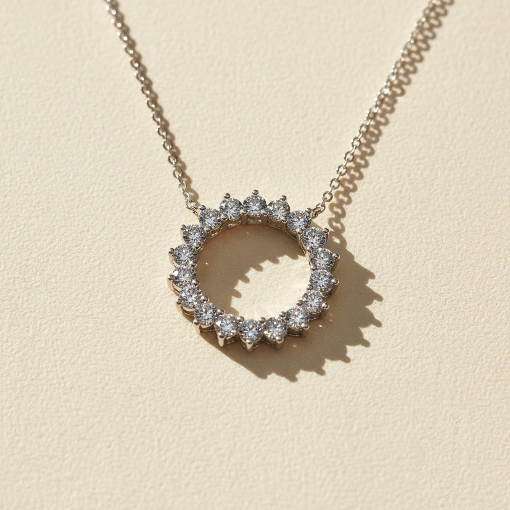 Women's Circle Paved Necklace