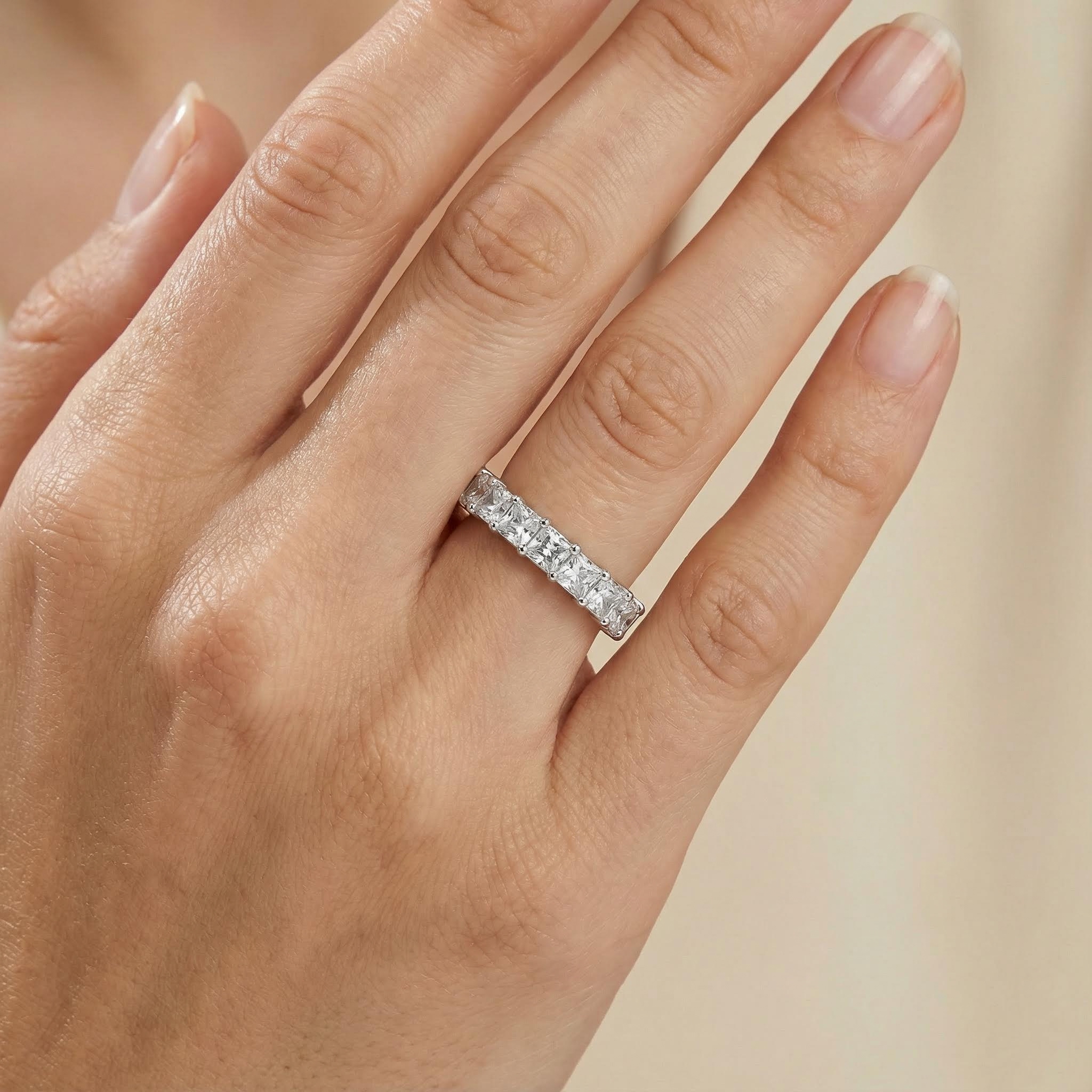 5Pcs Stacking Ring Set - Round Cut Cushion Cut Halo Ring